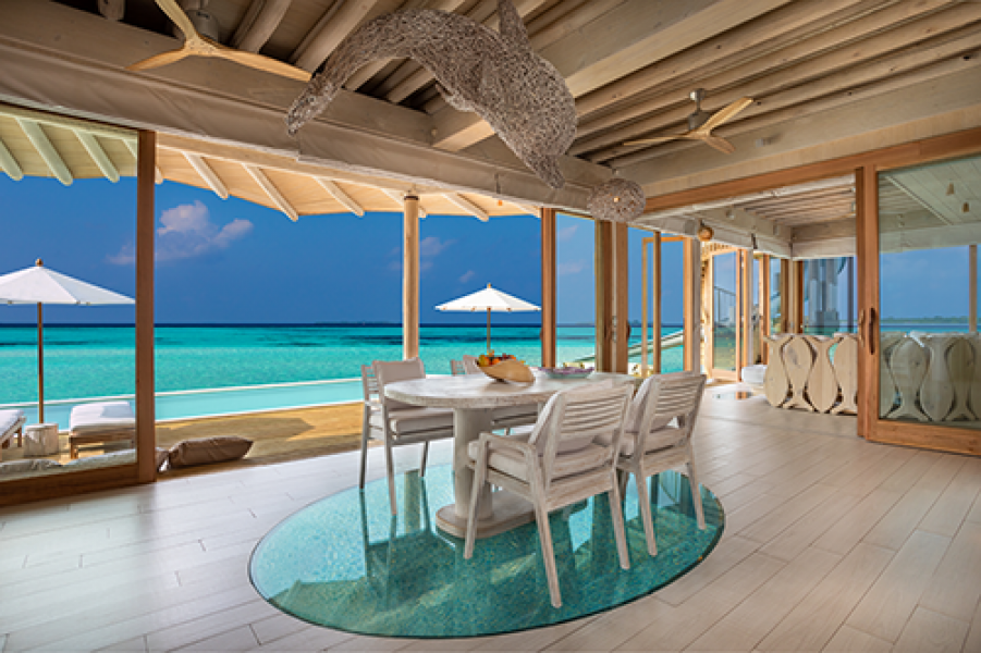 Soneva Jani 2BR Water Reserve living room interior by Sandro Bruecklmeier.