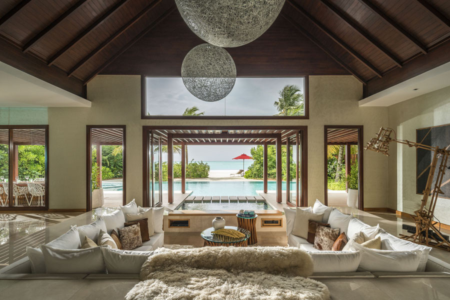 Niyama Private Islands Maldives Guest Room Three Bedroom Beach Pool Pavilion Living Room